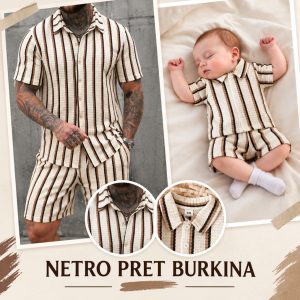 Ensemble Père et Fils - Chemise + Short Rayé - Famille Matching