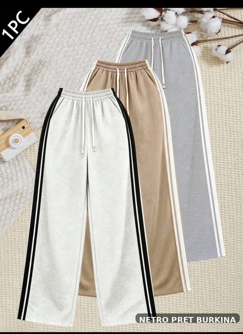 Pantalon Large Femme Sport Chic - 3 Bandes - NETRO